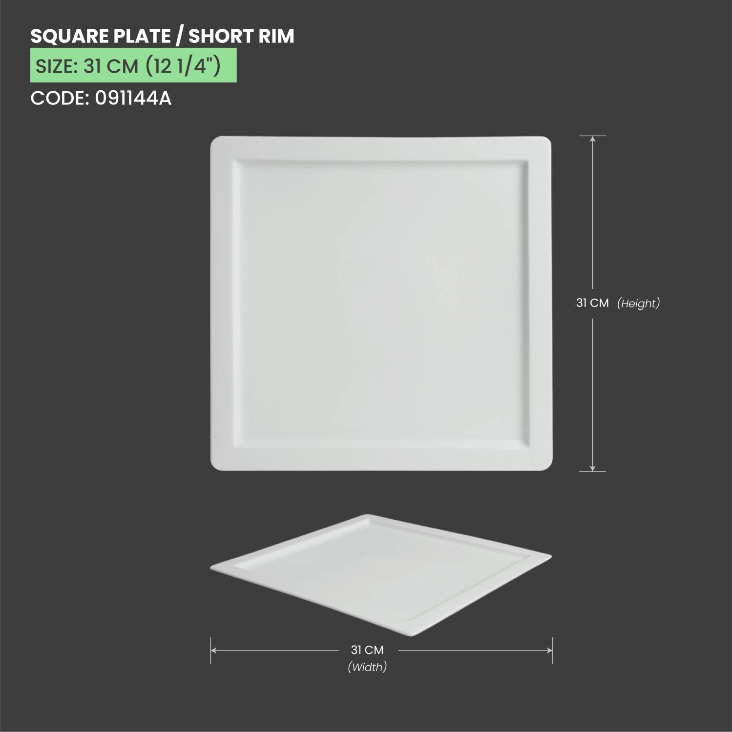Baralee Simple Plus Square Plate Short Rim