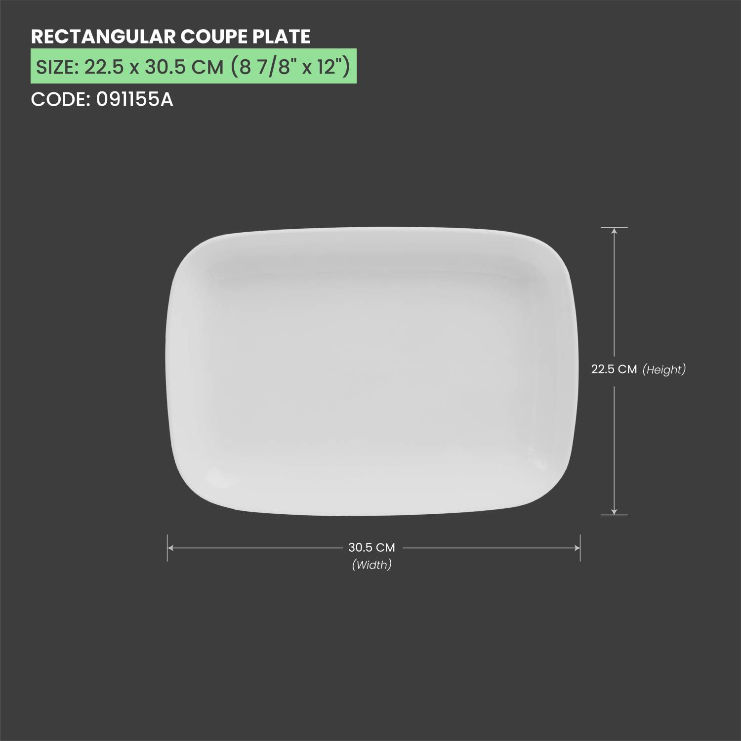 Baralee Simple Plus Rectangular Coupe Plate