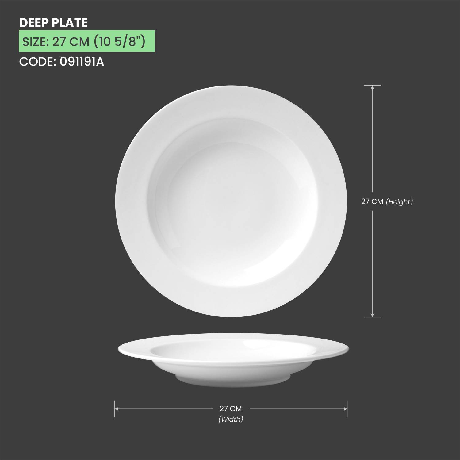 Baralee Simple Plus Deep Plate 27 Cm (10 5/8")