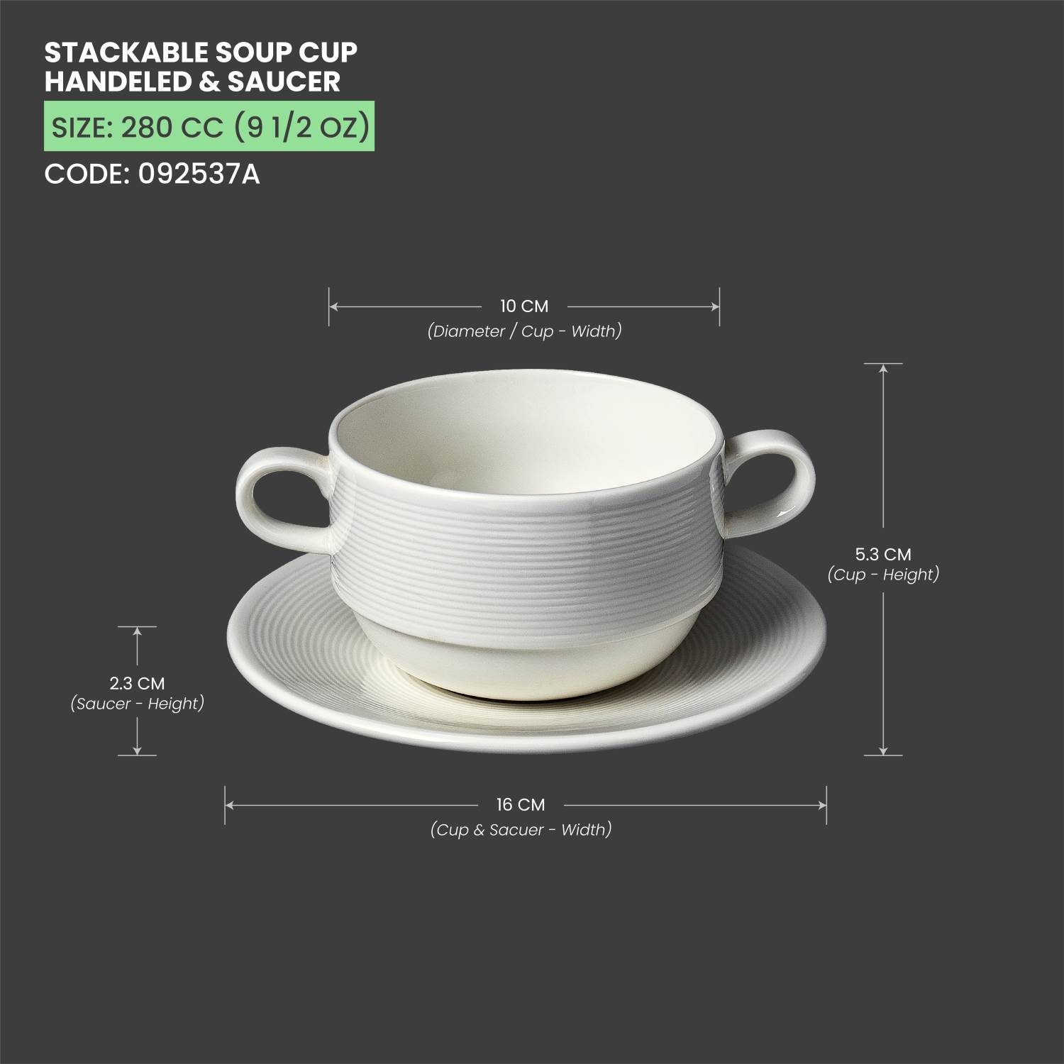 Baralee Wish Stackable Soup Cup Handled 280 Cc