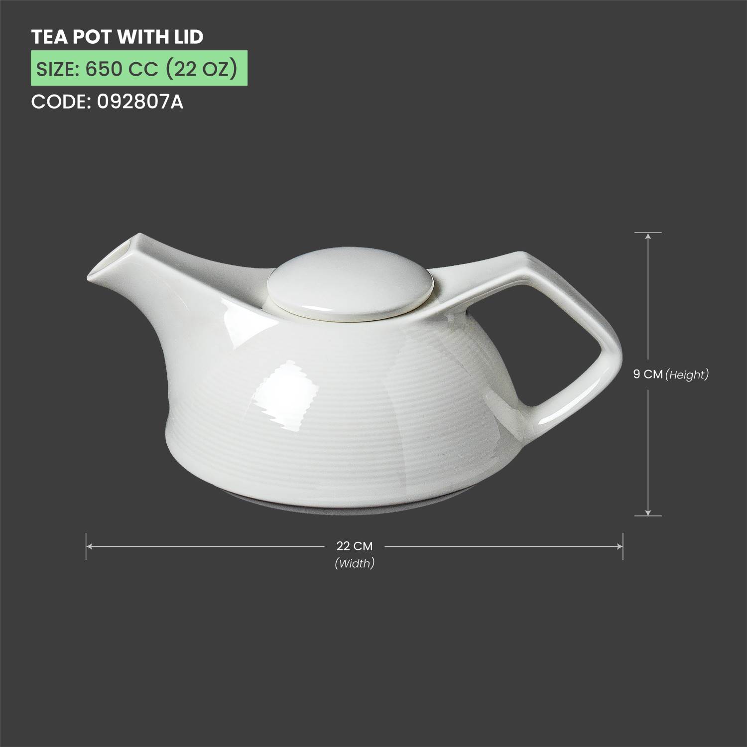 Baralee Wish Tea Pot With Lid 650 Cc (22 Oz)