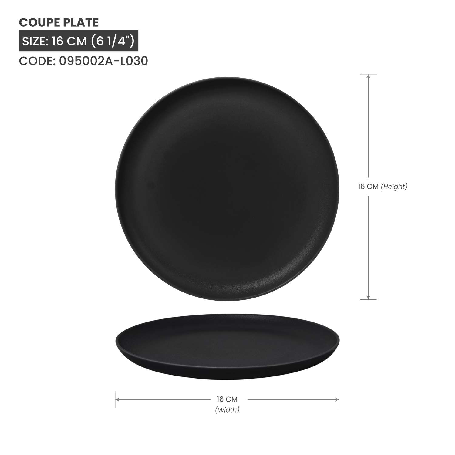 Baralee Black Sand Coupe Plate 16 Cm