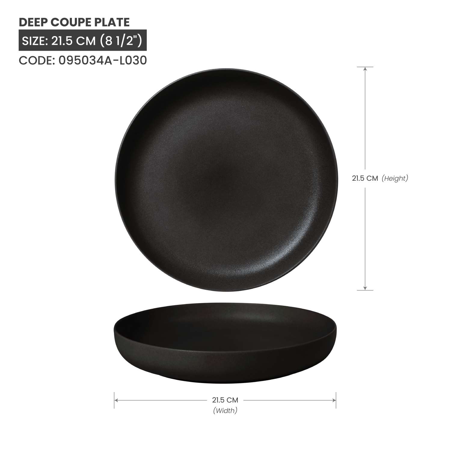 Baralee Black Sand Deep Coupe Plate 21.5 Cm