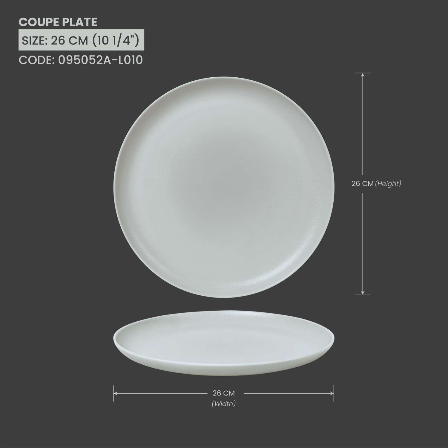 Baralee Light Grey Coupe Plate 26 Cm
