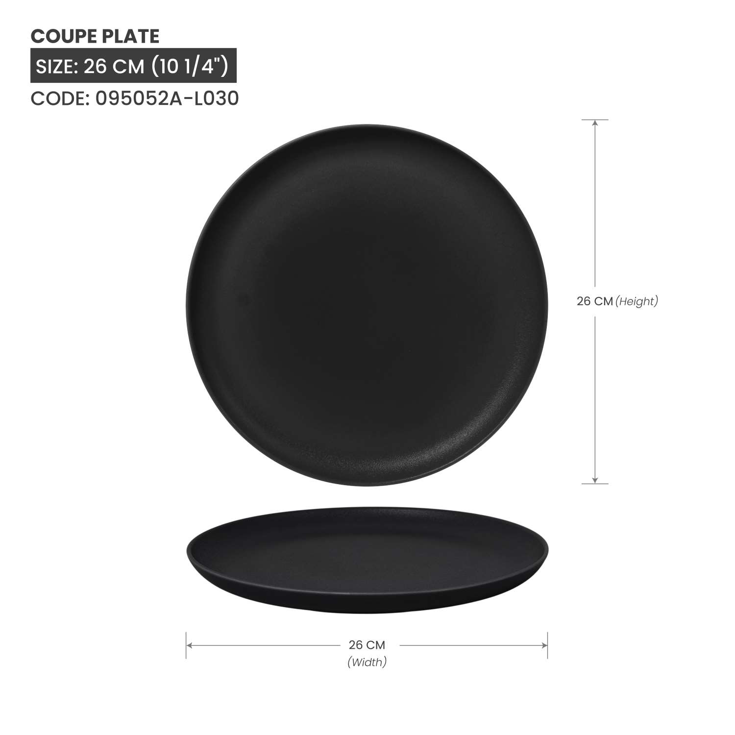Baralee Black Sand Coupe Plate 26 Cm