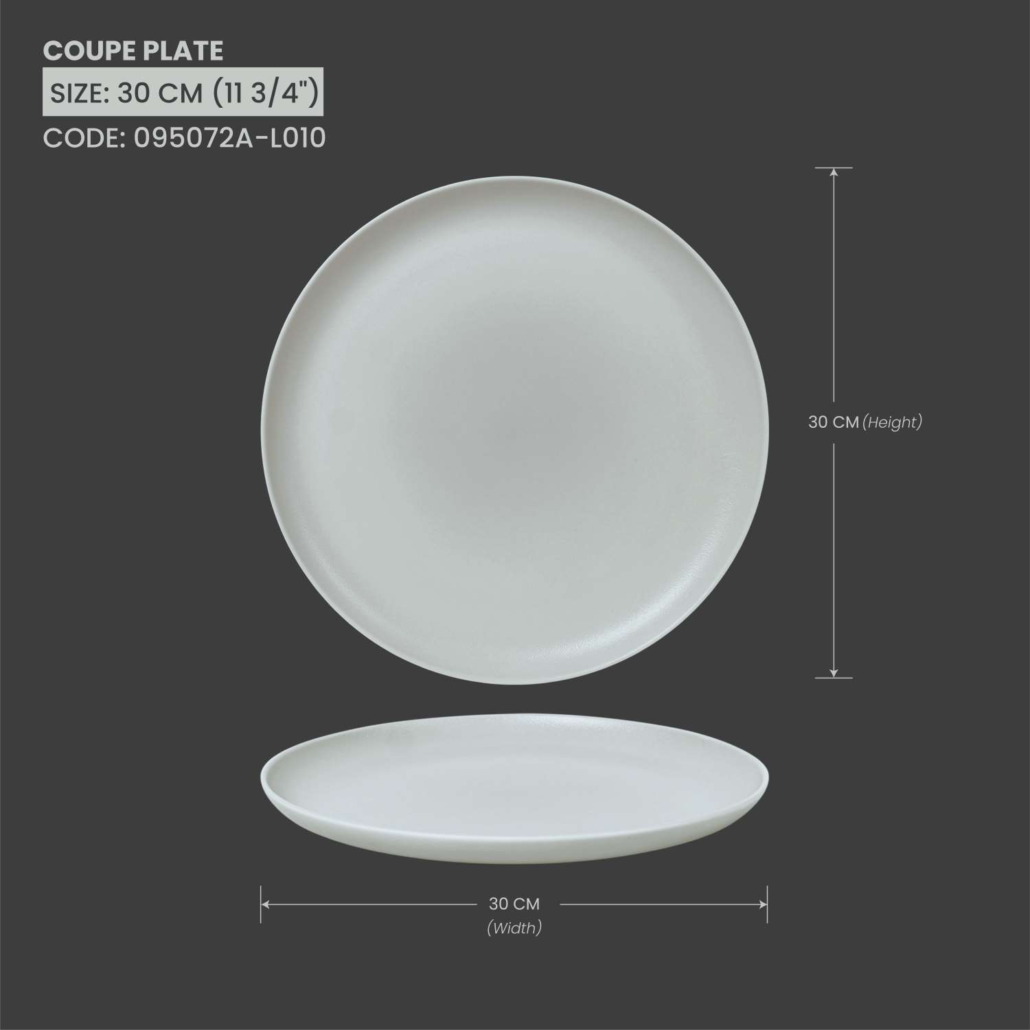 Baralee Light Grey Coupe Plate 30 Cm