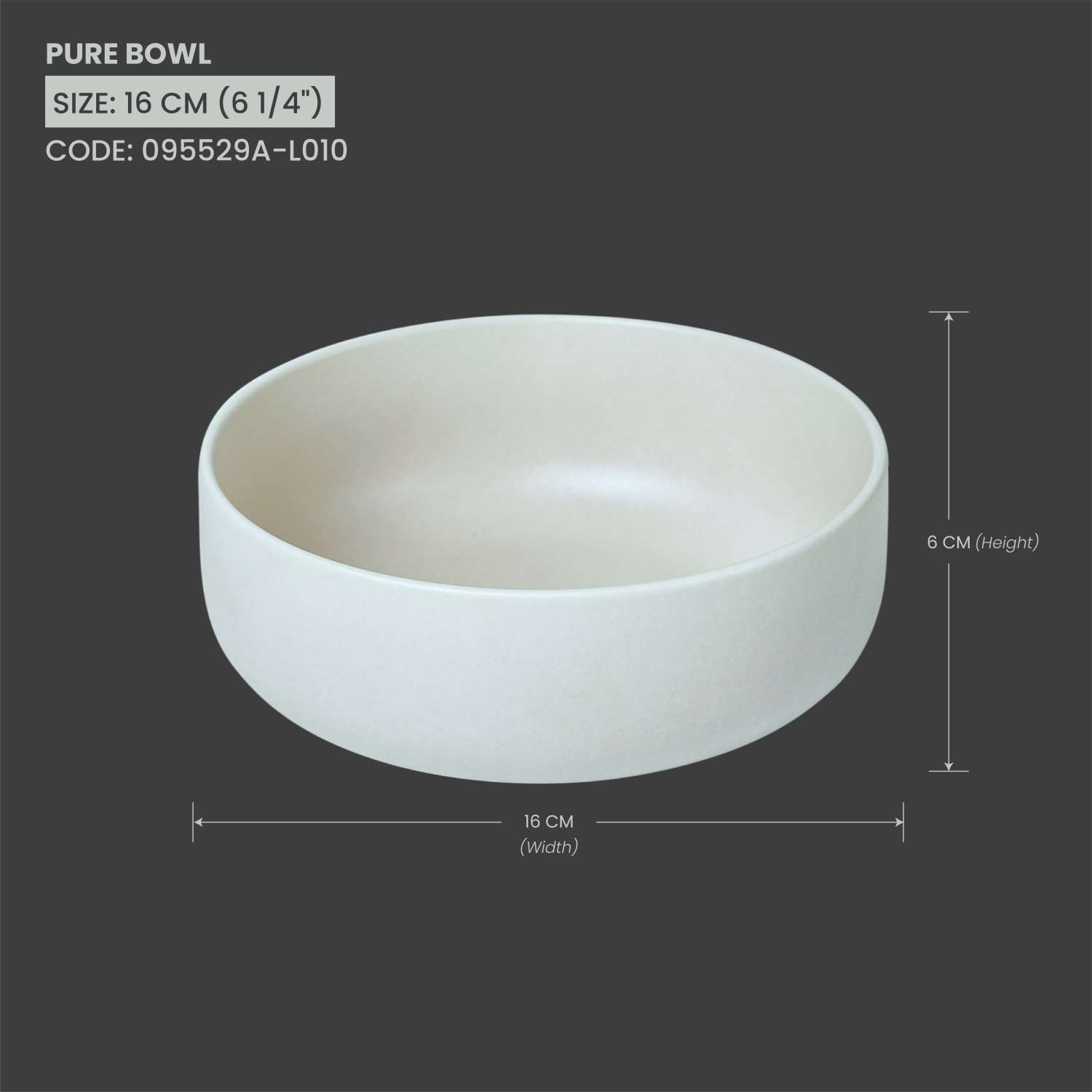 Baralee Light Grey Pure Bowl 16 Cm