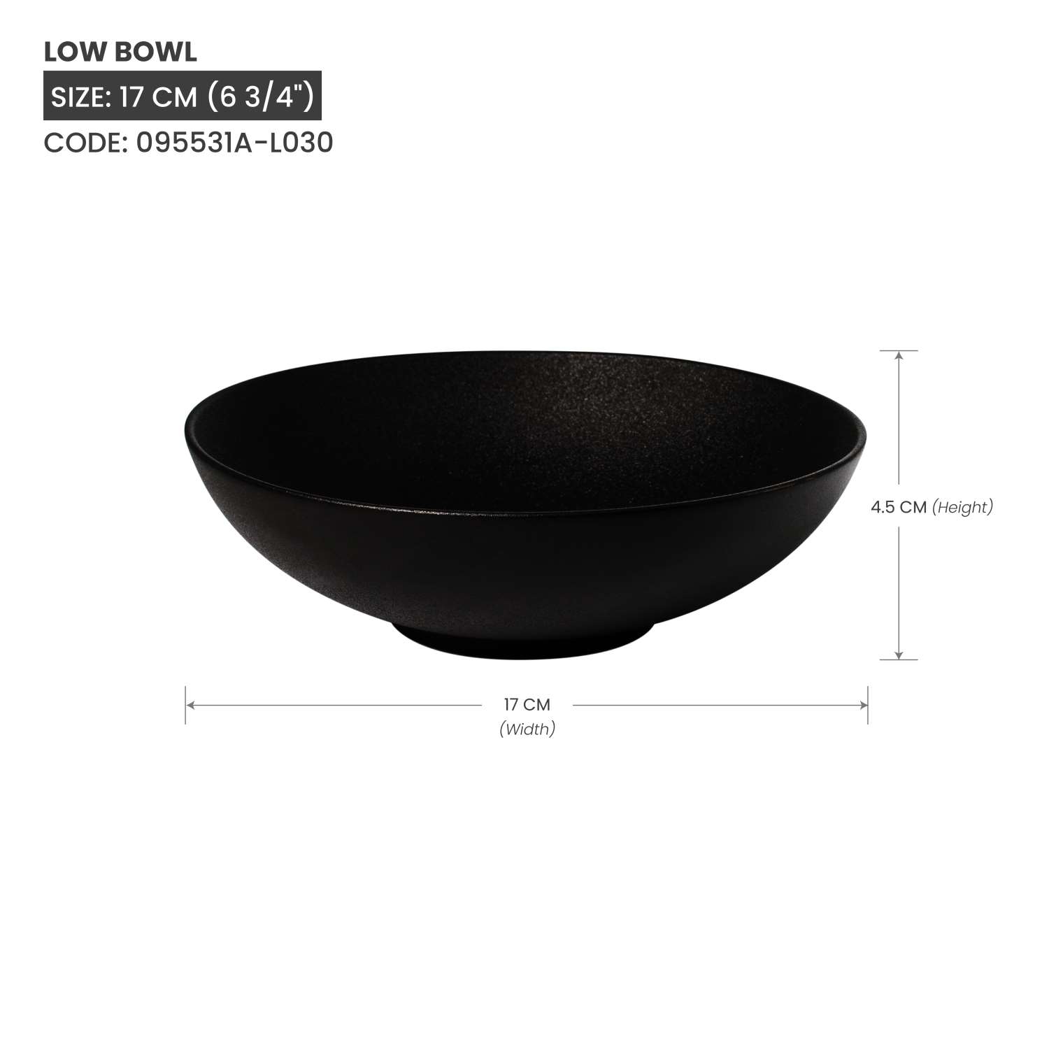 Baralee Black Sand Low Bowl 17 Cm