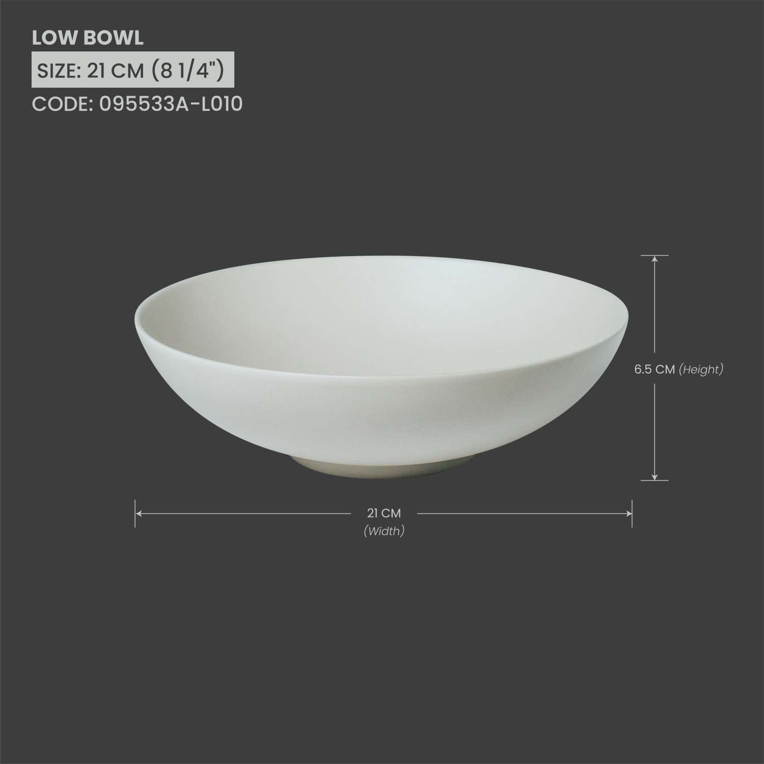 Baralee Light Grey Low Bowl 21 Cm