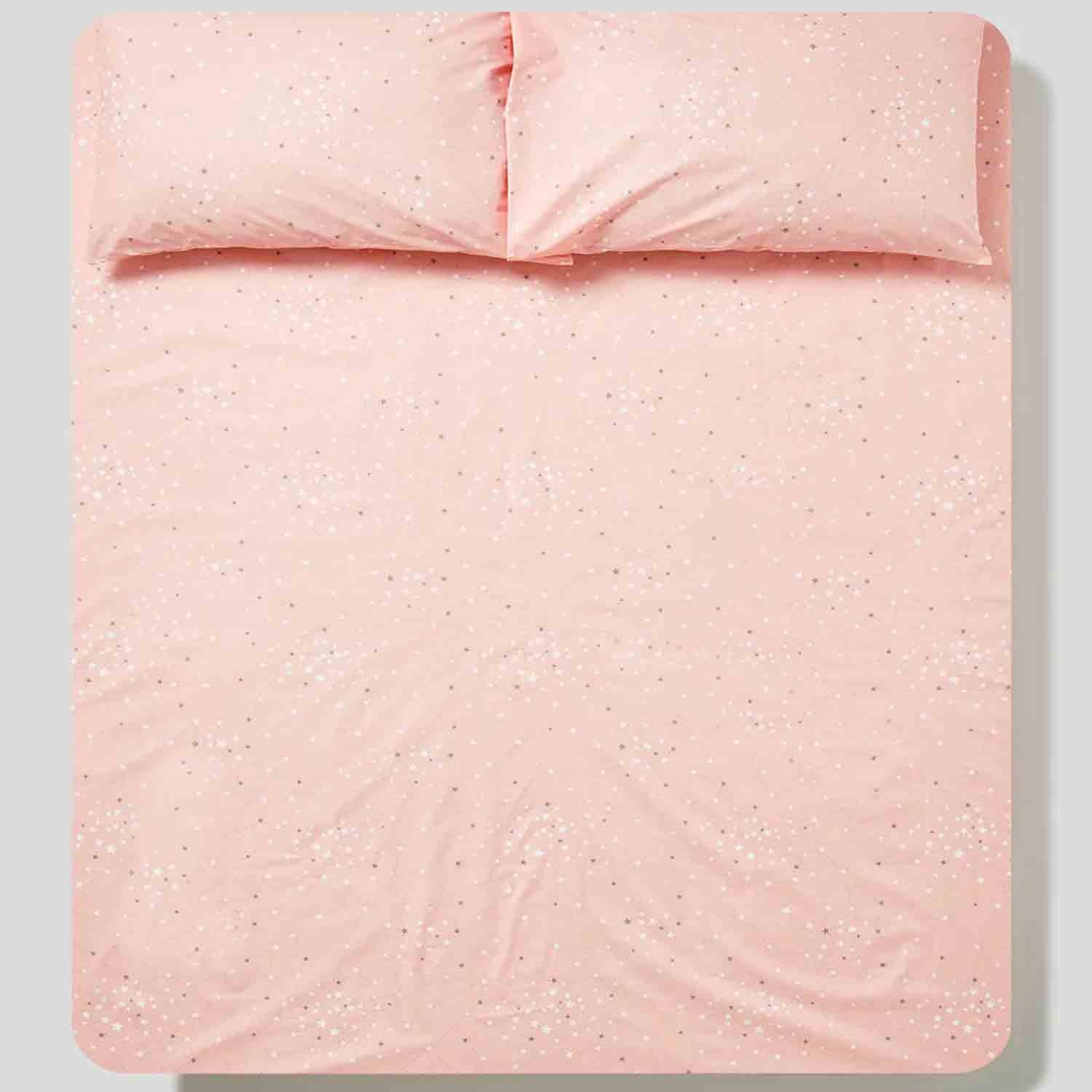 Rishahome 3-Piece Printed 180 Tc Cotton Bedsheet Set Queen Size, Premium Collection (1 Bedsheet + 2 Pillow Cases) Careys Pink