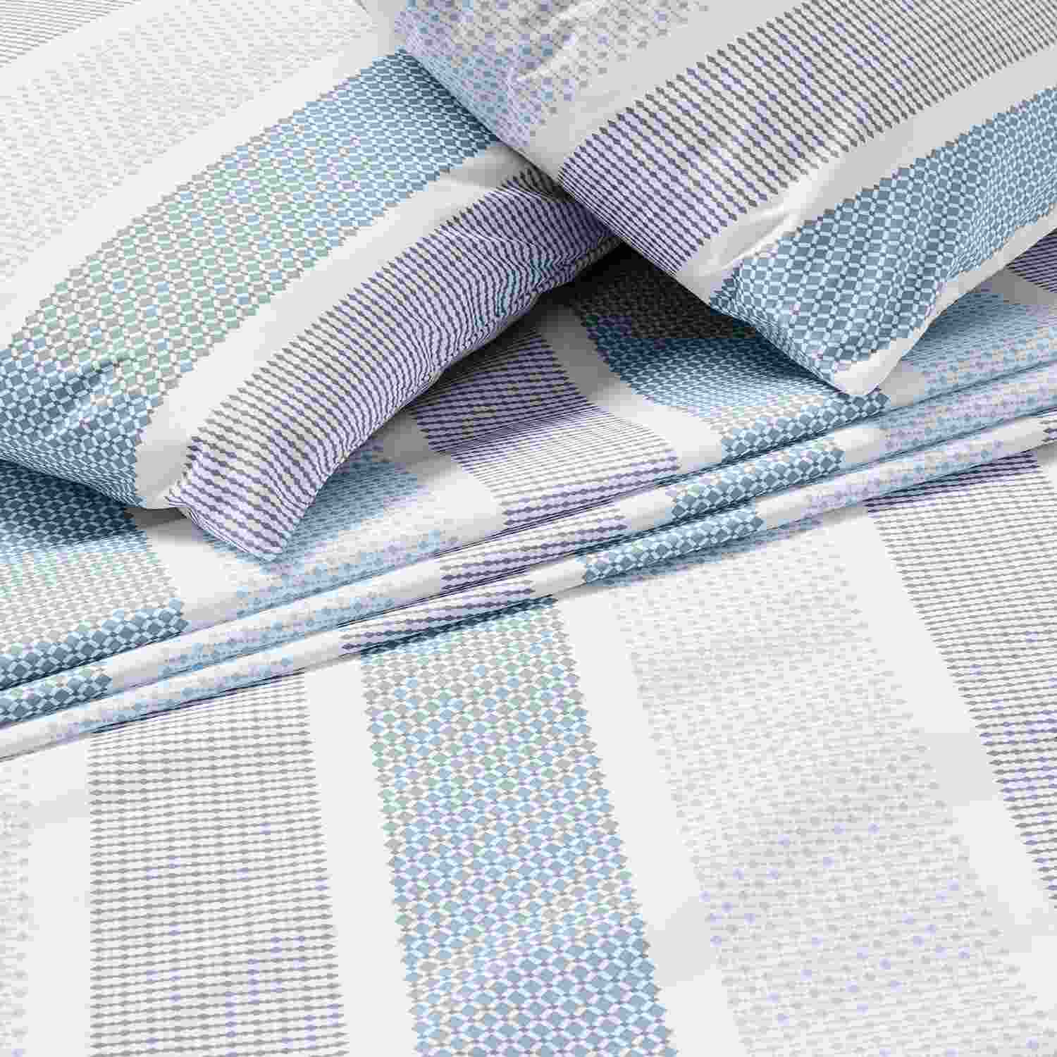 Rishahome 3-Piece Printed 180 Tc Cotton Bedsheet Set Queen Size, Premium Collection (1 Bedsheet + 2 Pillow Cases) Gray Suit