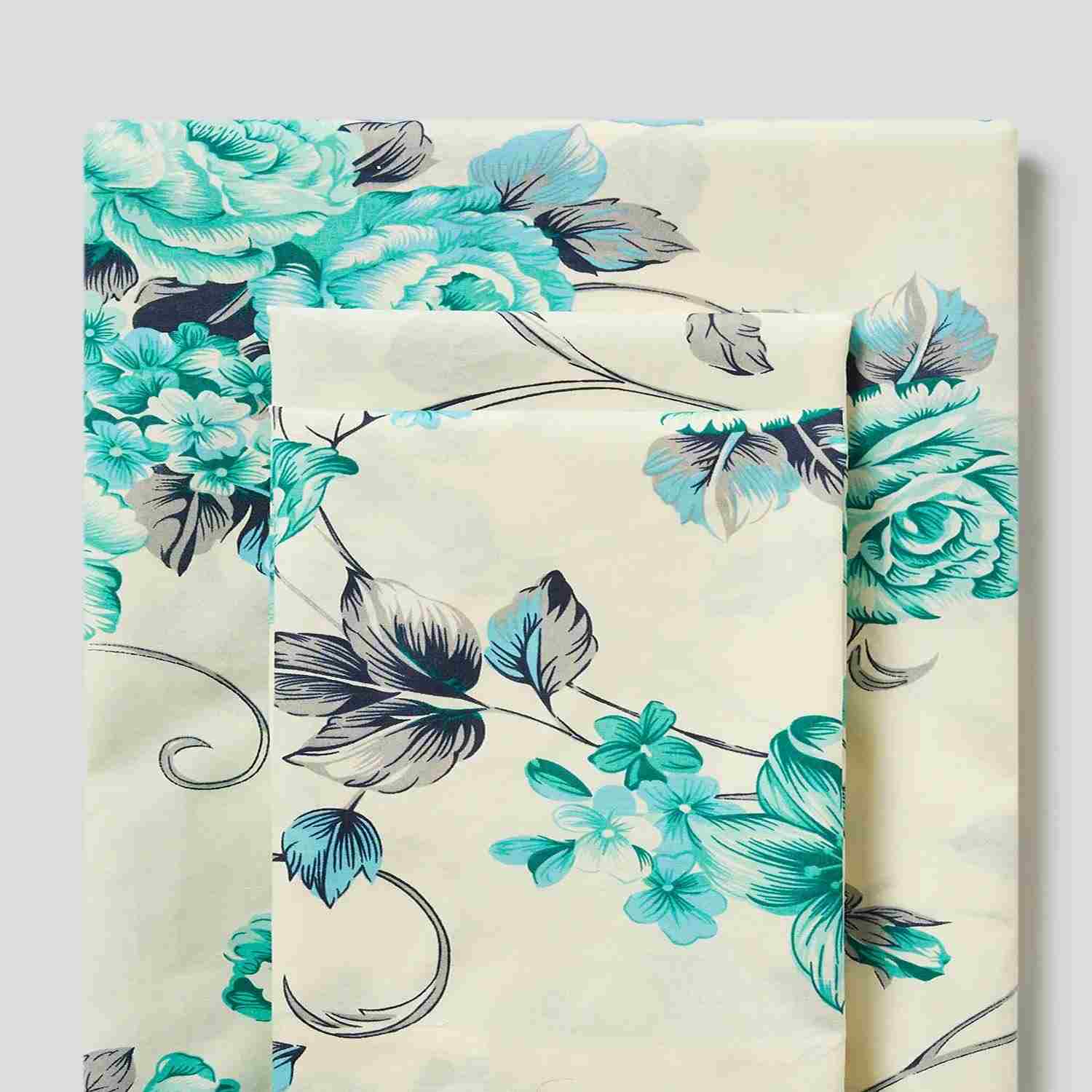 Rishahome 3-Piece Printed 180 Tc Cotton Bedsheet Set Queen Size, Premium Collection (1 Bedsheet + 2 Pillow Cases) Polo Blue