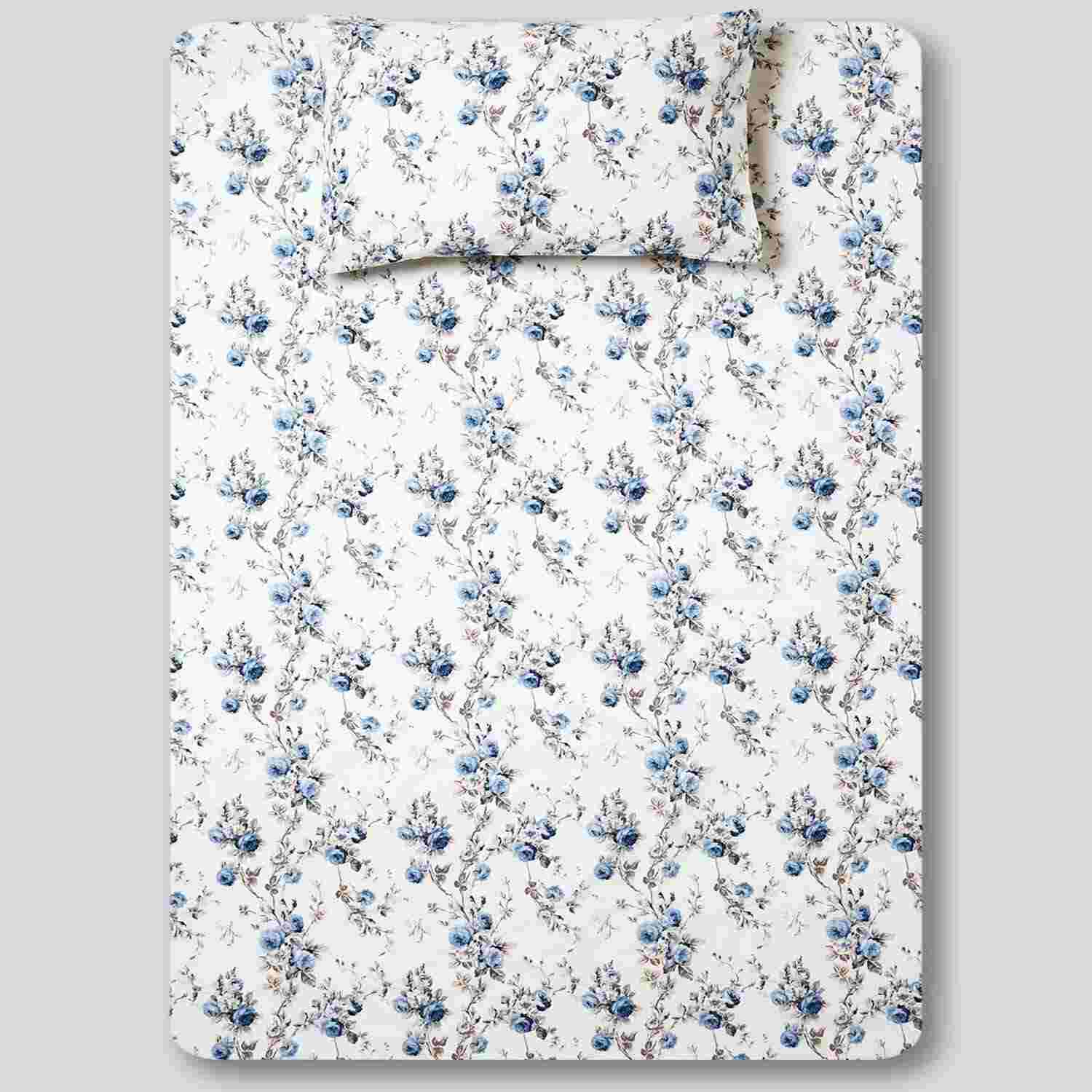 Rishahome 2-Piece Printed 180 Tc Cotton Bedsheet Set Single Size, Premium Collection (1 Bedsheet  + 1 Pillow Case) Conch