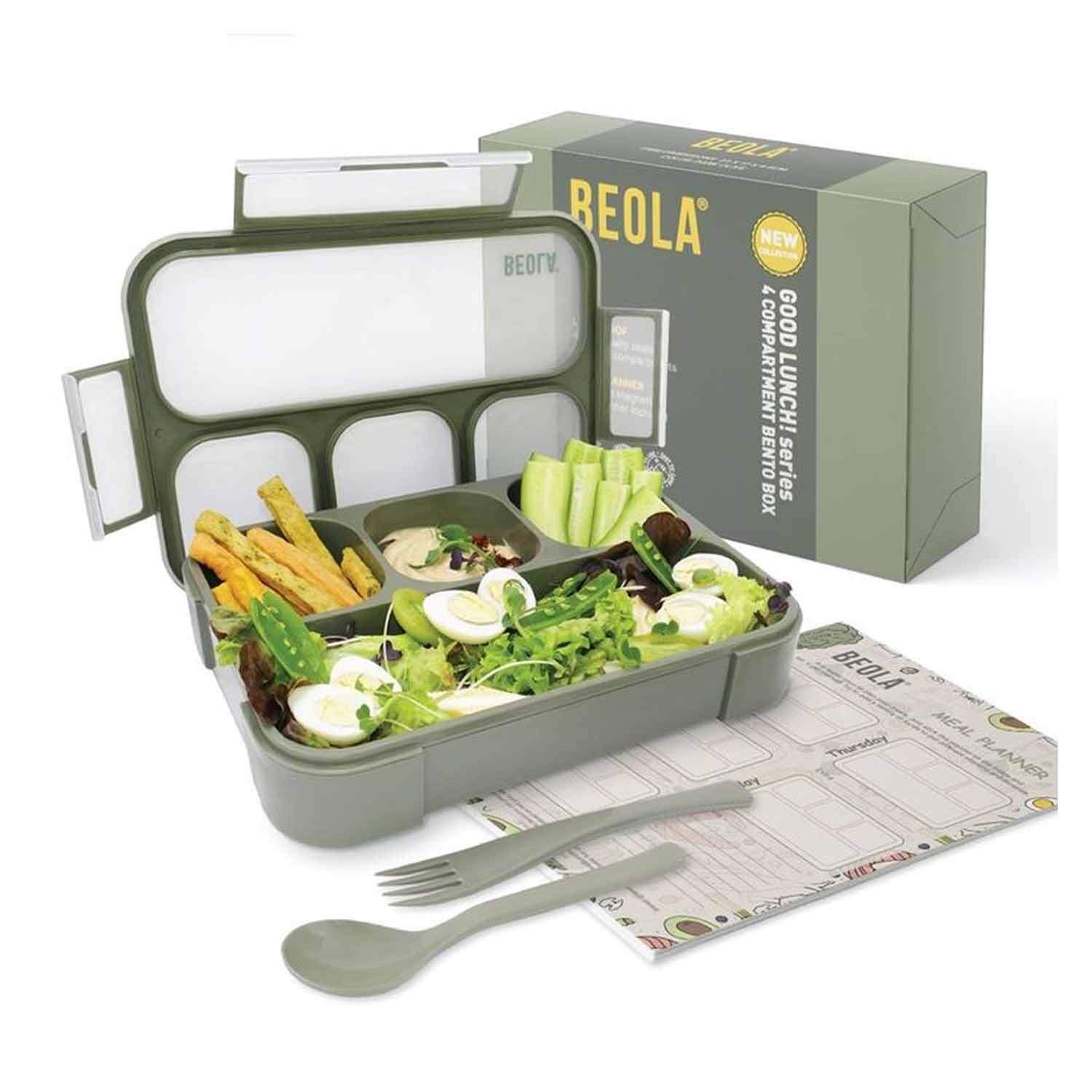 Beola Lunch Box For Kids Adults, Multi Compartment Lunch Bento With Magnetic Meal Planner