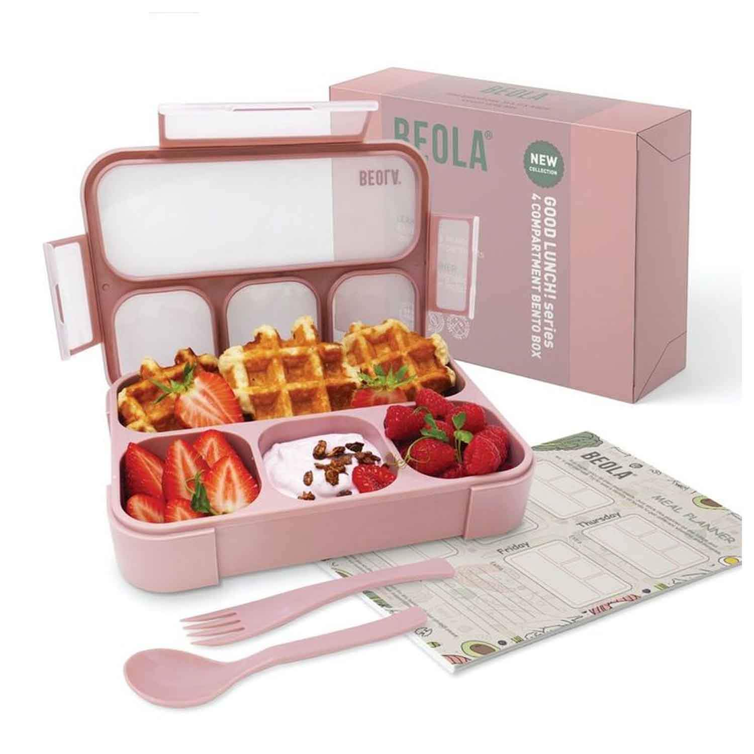 Beola Lunch Box For Kids Adults, Multi Compartment Lunch Bento With Magnetic Meal Planner