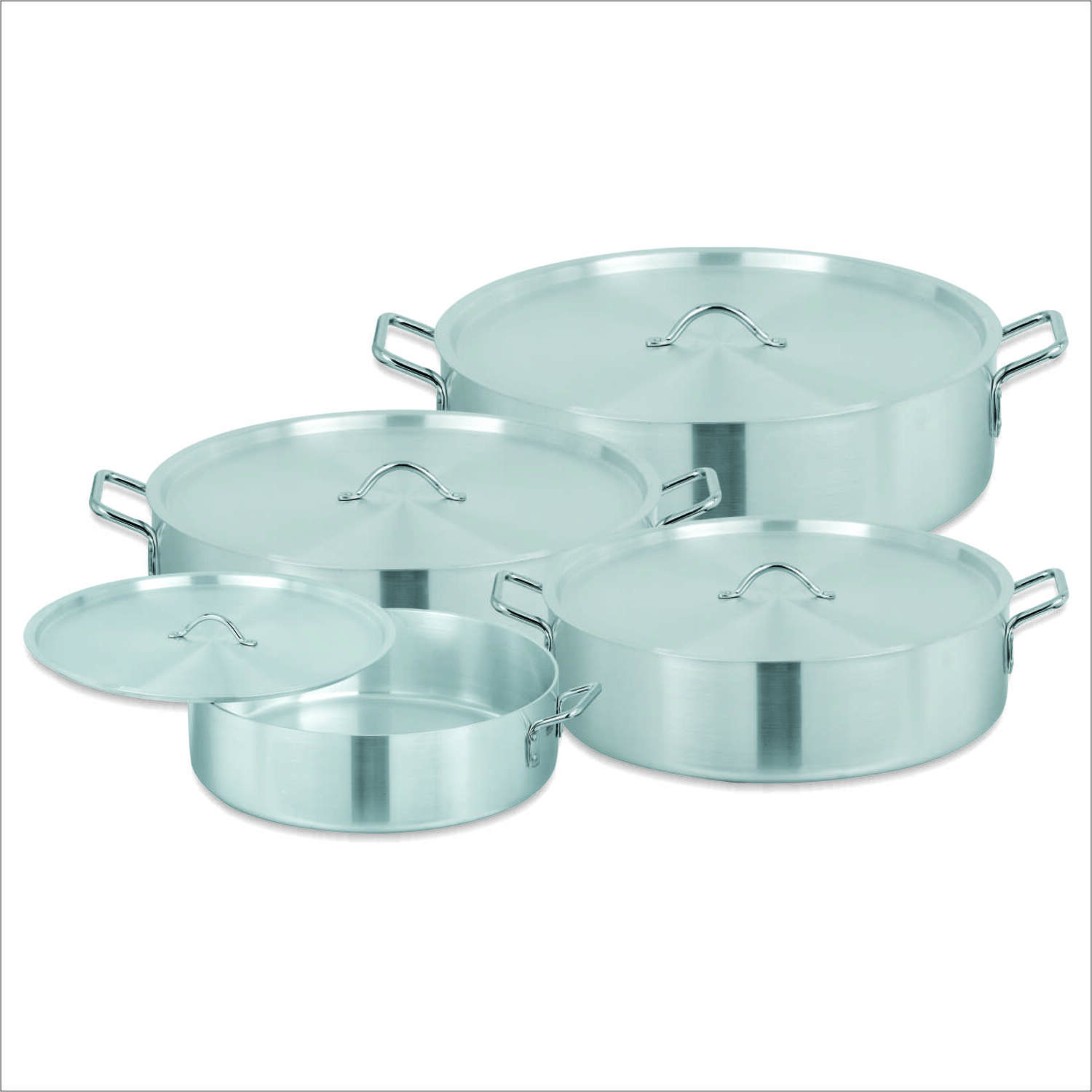 Heavy Metal Finish Easy To Clean Light Weight Sonex Home Kitchen Brazier Cooking Pot 4 Pcs Set 1x4 Size 35.5/40.5/46/51 Cm With Heavy Durable Lid And Handles Original Made In Pakistan