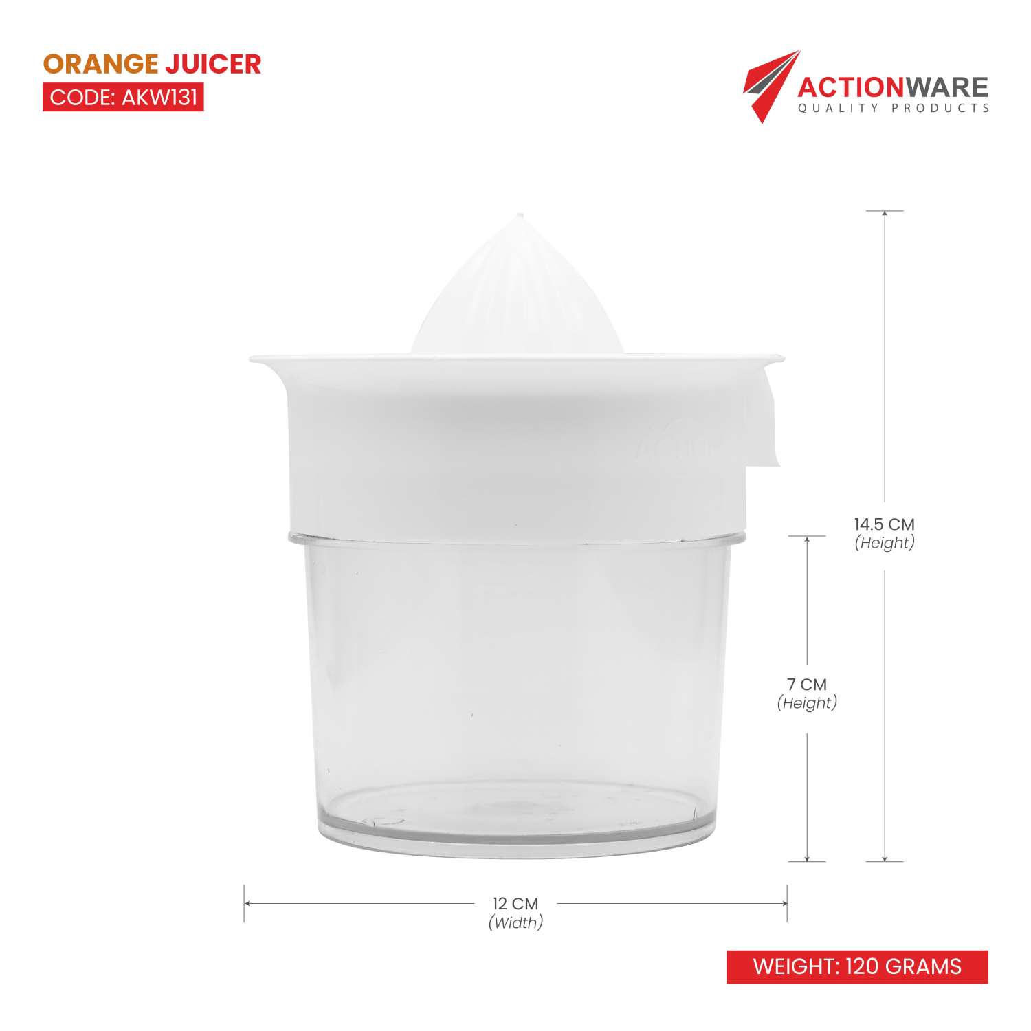 Actionware Plastic Orange Juicer White