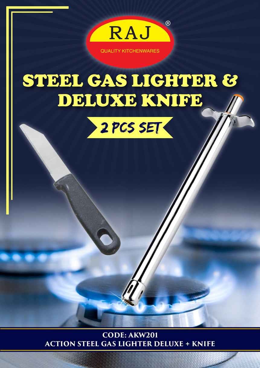 Action Gas Lighter And Knife Combo Set (Set Of 2)
