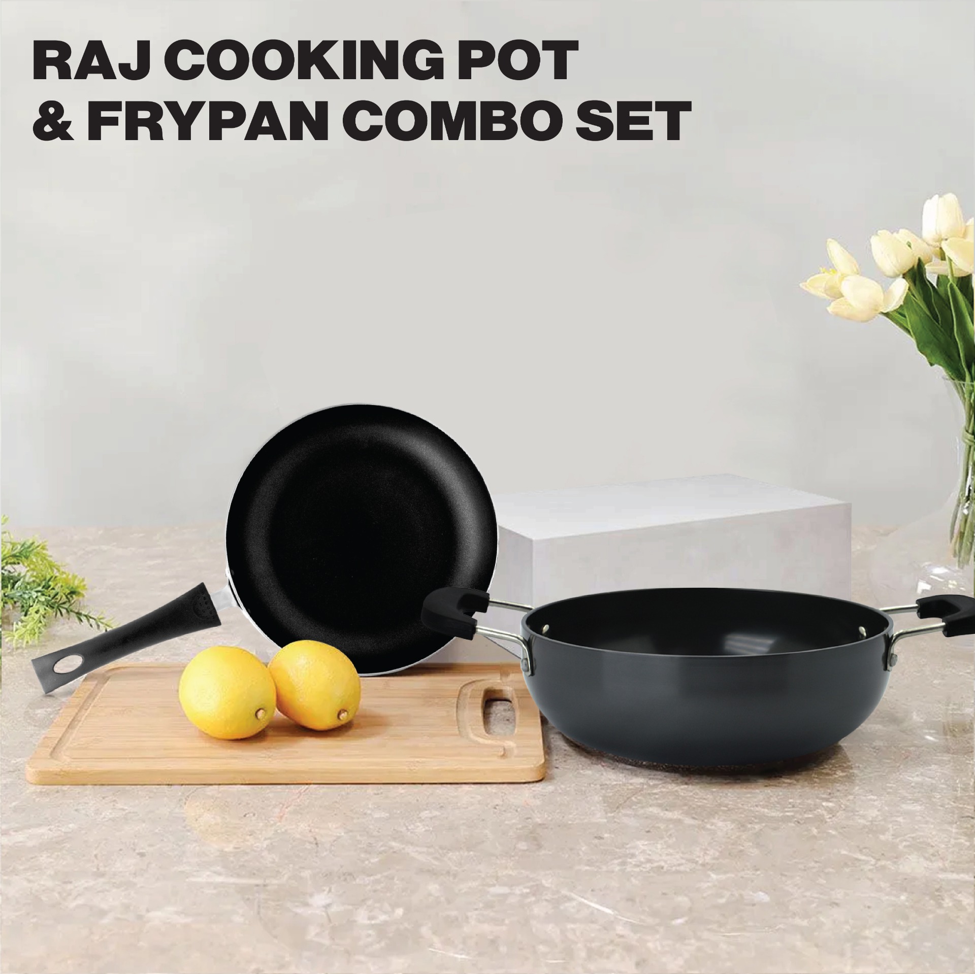 RAJ Cooking Pot and Frypan Combo Set