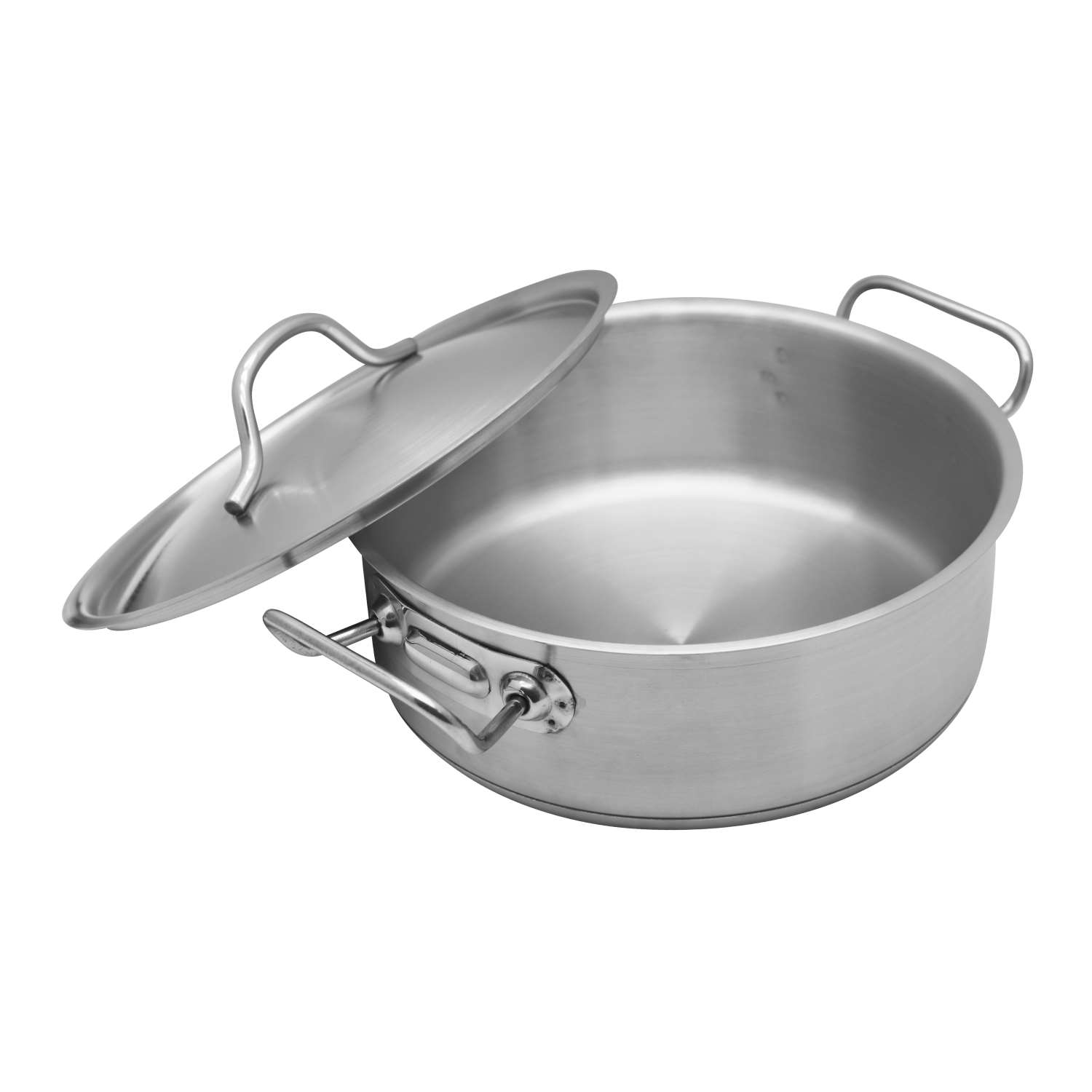 Chefset Steel Low Casserole Low Cooking Pot With Lid And Double Handle 20Cm
