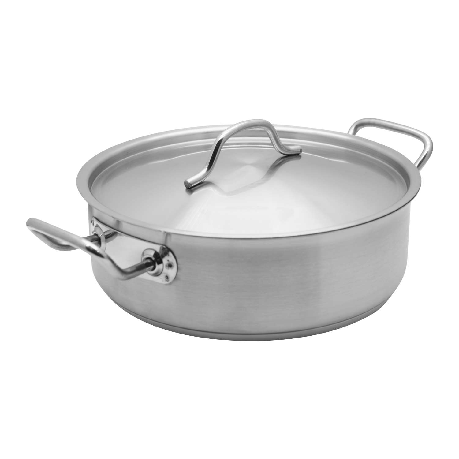 Chefset Steel Low Casserole Low Cooking Pot With Lid And Double Handle 24Cm