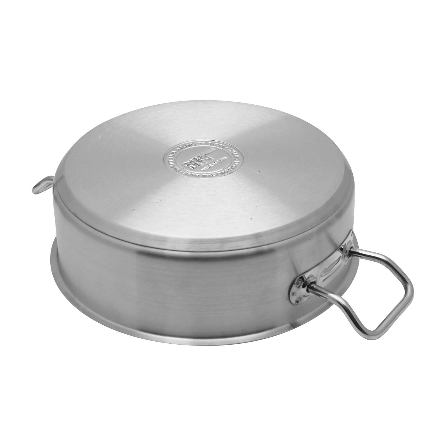 Chefset Steel Low Casserole Low Cooking Pot With Lid And Double Handle 26Cm