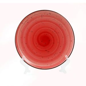 Deco. Red 10" Rimmed Thin Flat Plate