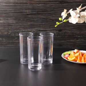 11Oz 3Pcs Glass - Water Cup Drinking Glass | Transparent Body | Ideal For Party Picnic Bbq Camping Garden | Perfect For Water Wine Whisky Drinking & More