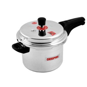 Geepas Gpc325 5L Stainless Steel Induction Base Pressure Cooker - Lightweight & Durable Cooker With Lid, Cool Handle & Safety Valves | 5 Years Warranty