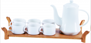 Orchid 7Pcs Tea Set With Bamboo Tray