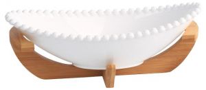 Orchid Fruit Bowl With Bamboo Holder