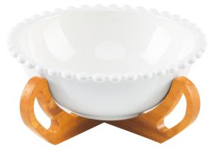 Orchid 10" Serving Bowl With Wooden Holder