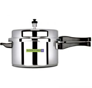 Royalford Rf5929 10L Aluminium Induction Base Pressure Cooker - Lightweight & Durable Cooker With Lid, Cool Touch Handle And Safety Valves - Ideal For Gas And Solid Hotplates | 5 Years Warranty