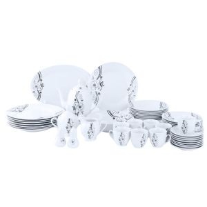 Royalford Rf9989 49Pcs Floria Dinner Set - Floral Design Plates, Bowls, Spoons, Cup & Saucer Tea Pot | Comfortable Handling | Ideal For Everyday Use, Family Get- Together, Restaurant & More