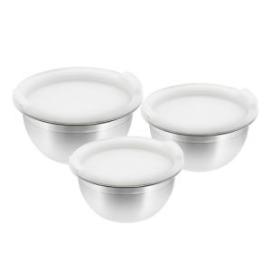 Vinod Steel Bowl Set With Plastic Lid (Set Of 3)