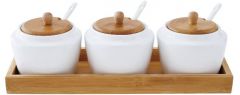 Orchid 6Pcs Condiment Set With Bamboo Tray