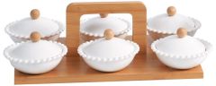 Orchid 6Pcs Serving Set With Wooden Tray