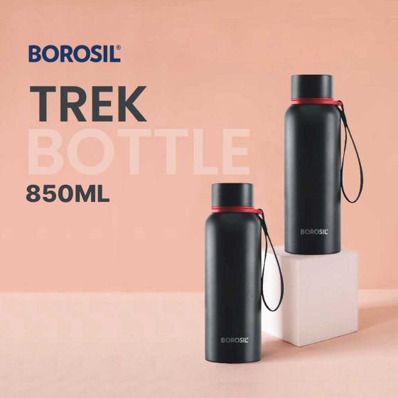Borosil Vaccum Trek Bottle Black 850Ml Double Combo - 3