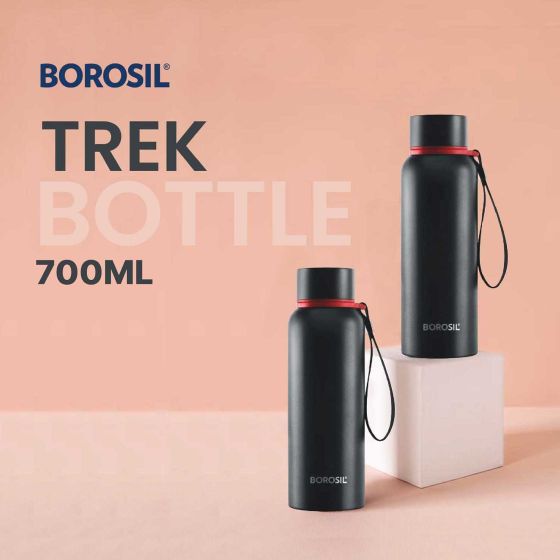 Borosil Vaccum Trek Bottle Black 700Ml Double Combo - 3