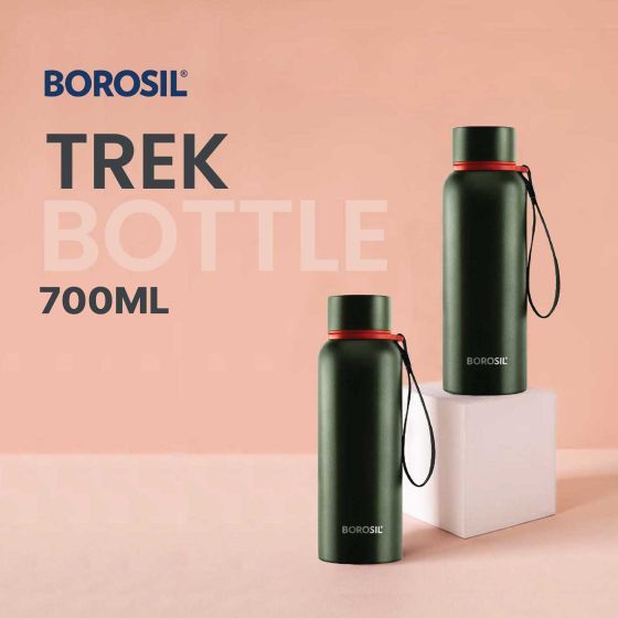 Borosil Vaccum Trek Bottle Green 700Ml Double Combo - 3