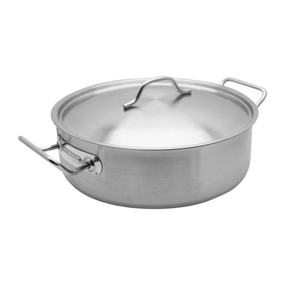 Chefset Steel Low Casserole Low Cooking Pot With Lid And Double Handle 28Cm - 5