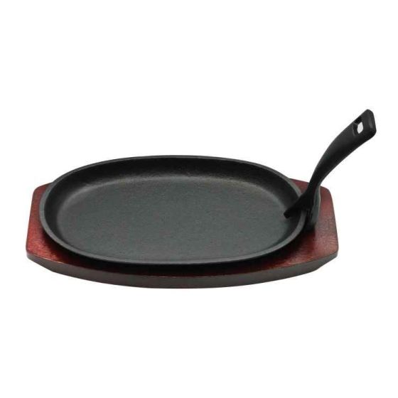 Kitchen Master Iron Oval Sizzler Tray With Holder - 5