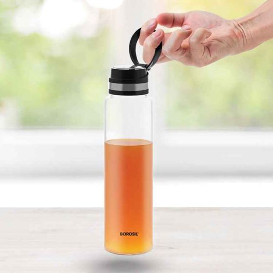 Borosil Easygo Glass Bottle Stainless Steel Lid -1 Liter - 9