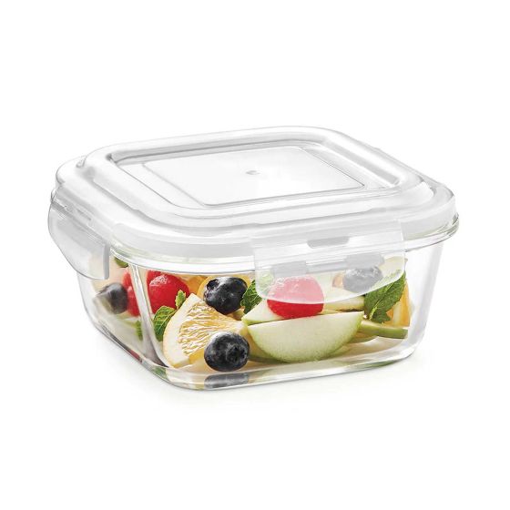 Borosil Klip-N-Store Square Glass Storage Container With Air Tight Lid  - 8