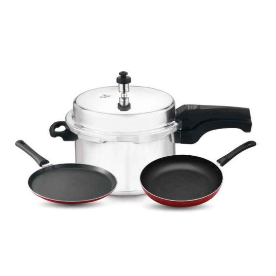 Raj Cookware Set (Set Of 3) Pressure Cooker & Fry Pan Set - 6