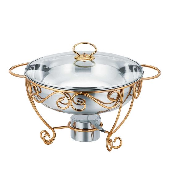 Raj Chafing Dish Stainless Steel-Gold - 2
