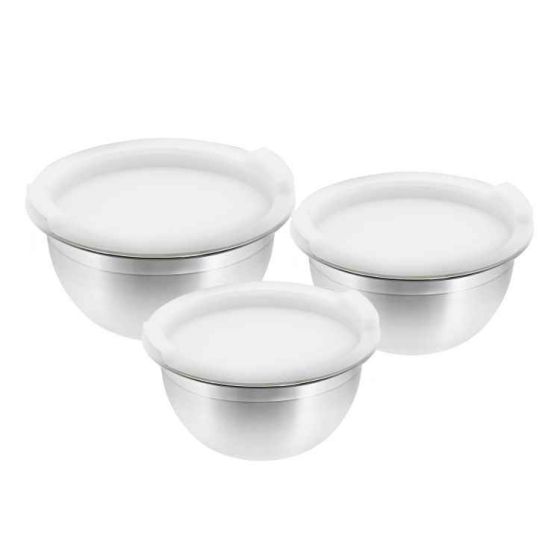 Vinod Steel Bowl Set With Plastic Lid (Set Of 3) - 4
