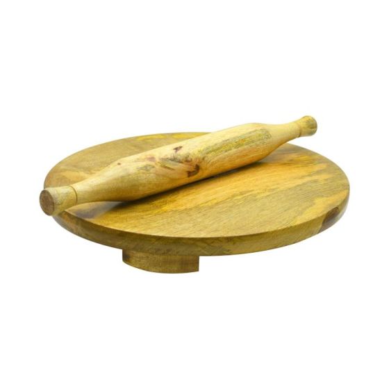 Raj Wooden Rolling Board And Pin Roller Set - 5