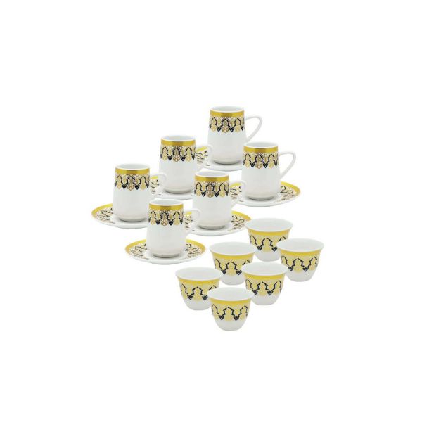Pearl Ceramic Gold Cawa Cup And Saucer, P00011, 18 Pcs Set, 90Ml