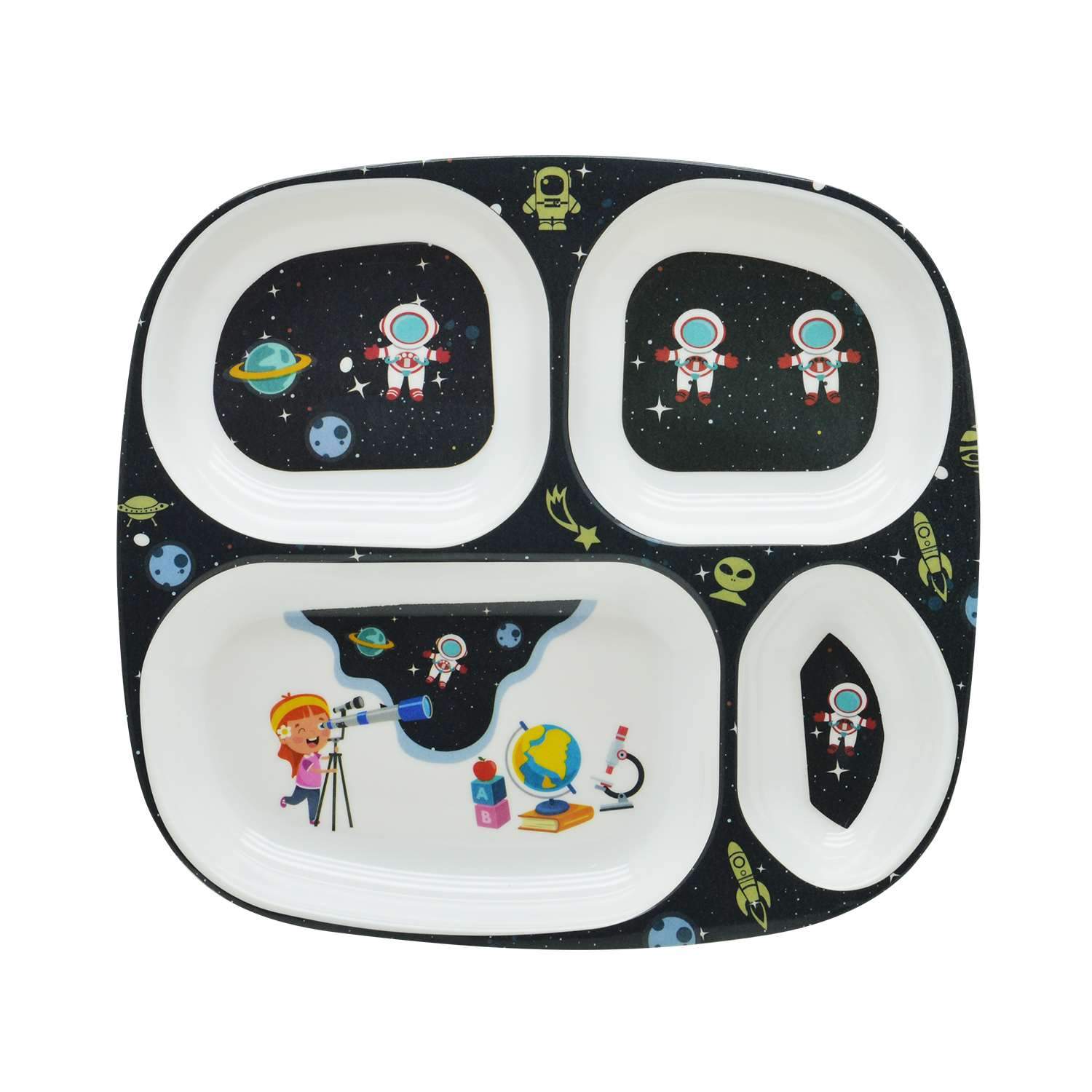 Dinewell Kids Rectangle Plate Astronaut 10.3''X9.5''